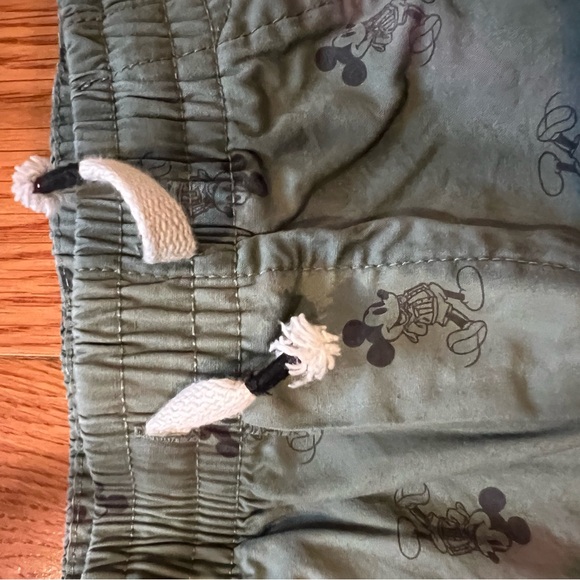 GAP Disney Olive Green Mickey Mouse Print Drawstring Shorts - Picture 2 of 5